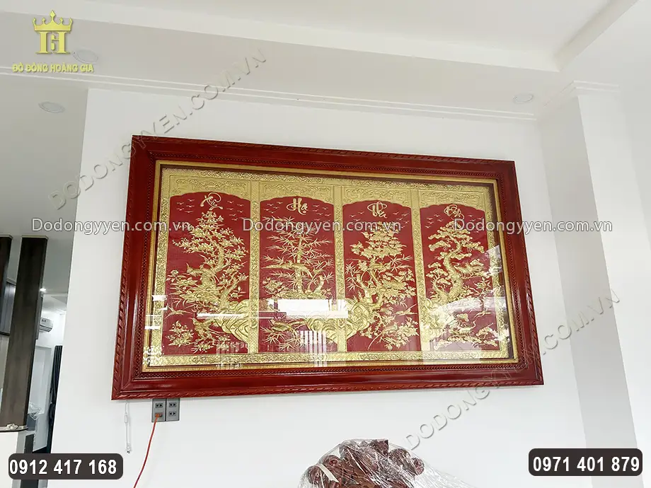 H&igrave;nh ảnh tranh đồng được treo tại nh&agrave; gia chủ tại Long An